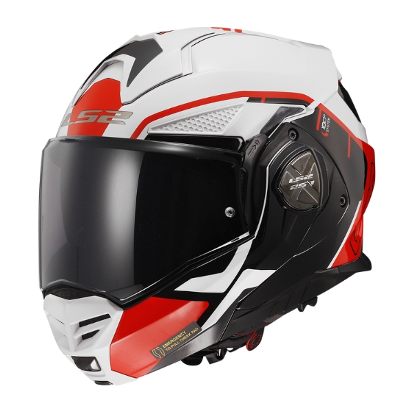 LS2 Helmets FF901 Metryk Gloss White Red Modular Helmet