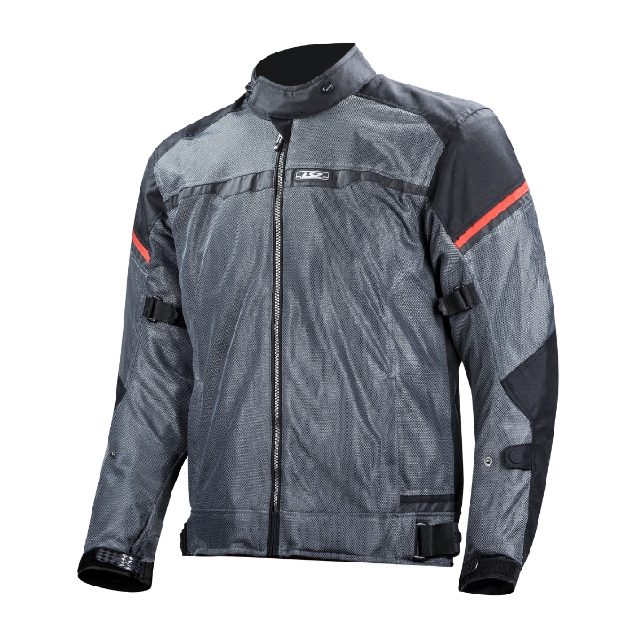 LS2 Riva Black Dark Grey Red Motorcycle Jacket